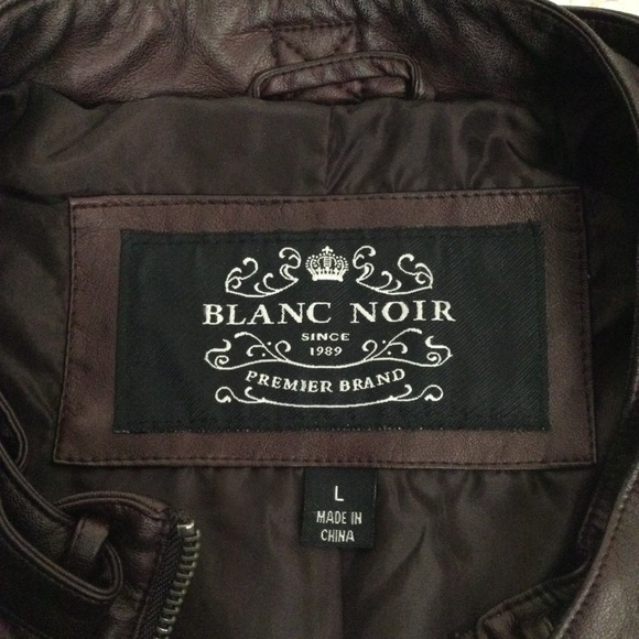 Large Women’s BLANC NOIR Brown Faux Leather Bomber Jacket with Texturized Deta… - Picture 11 of 15